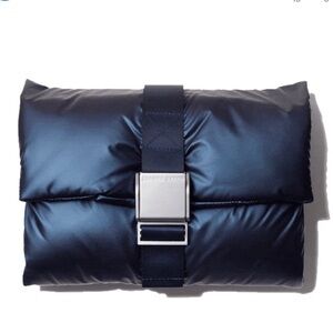 $298 JOANNA CZECH SKINCARE THE POUCH puffer Bag Satin Finish Metal Clasp